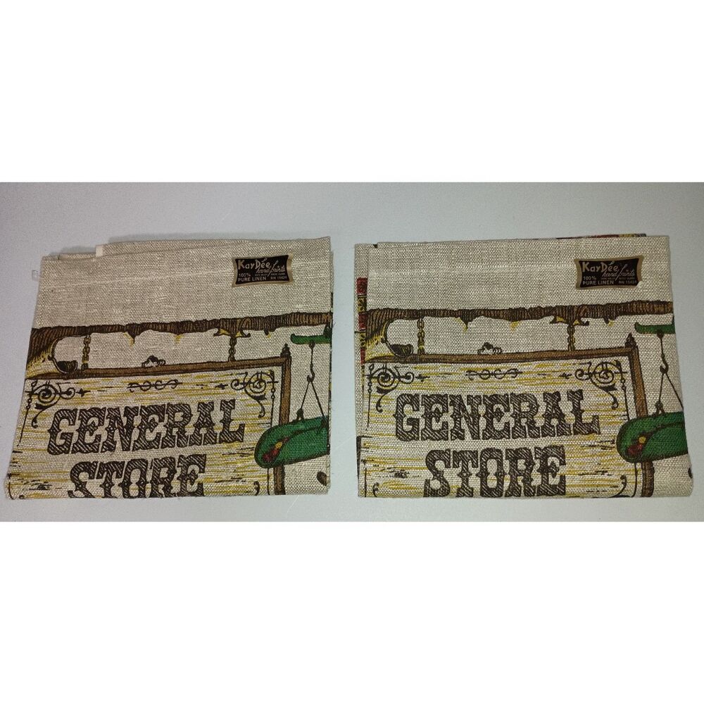 KAY-DEE: Linen Dish Towels - General Store Theme - Hand Printed (Set 2) (New) - Picture 2 of 5